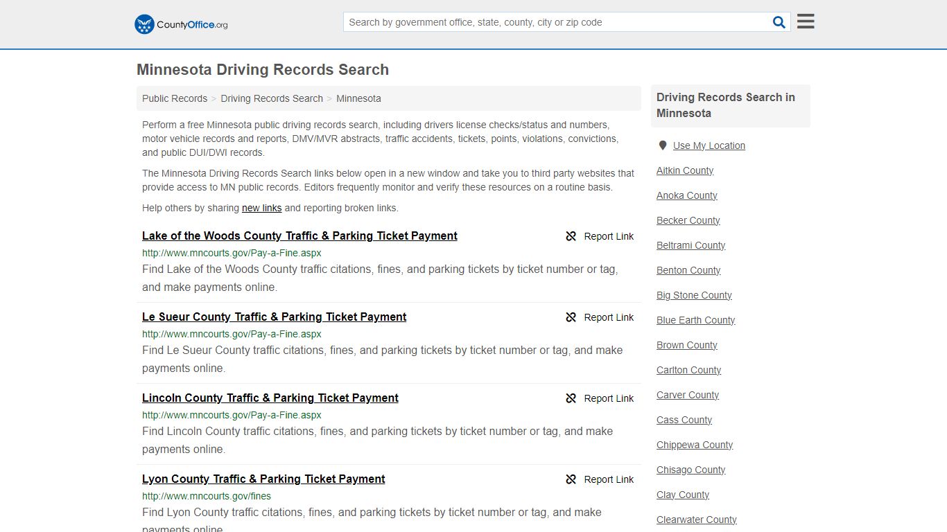 Driving Records Search - Minnesota (Accident Reports & Traffic Tickets)